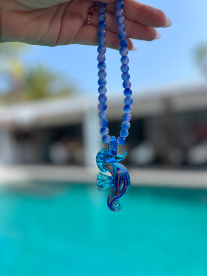 Blue/Lilac Seahorse Necklace