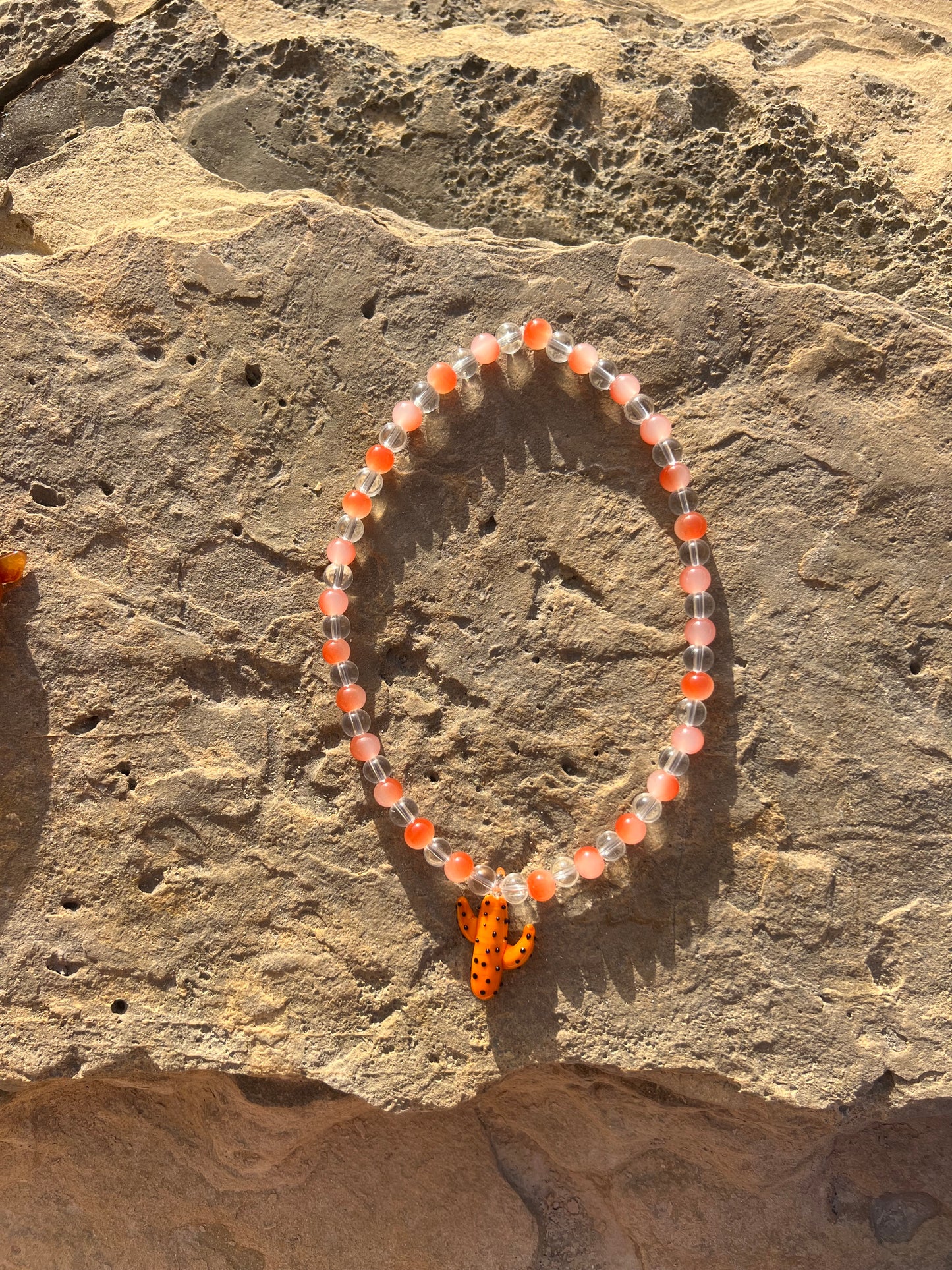 Necklace Cactus Orange/Transparent