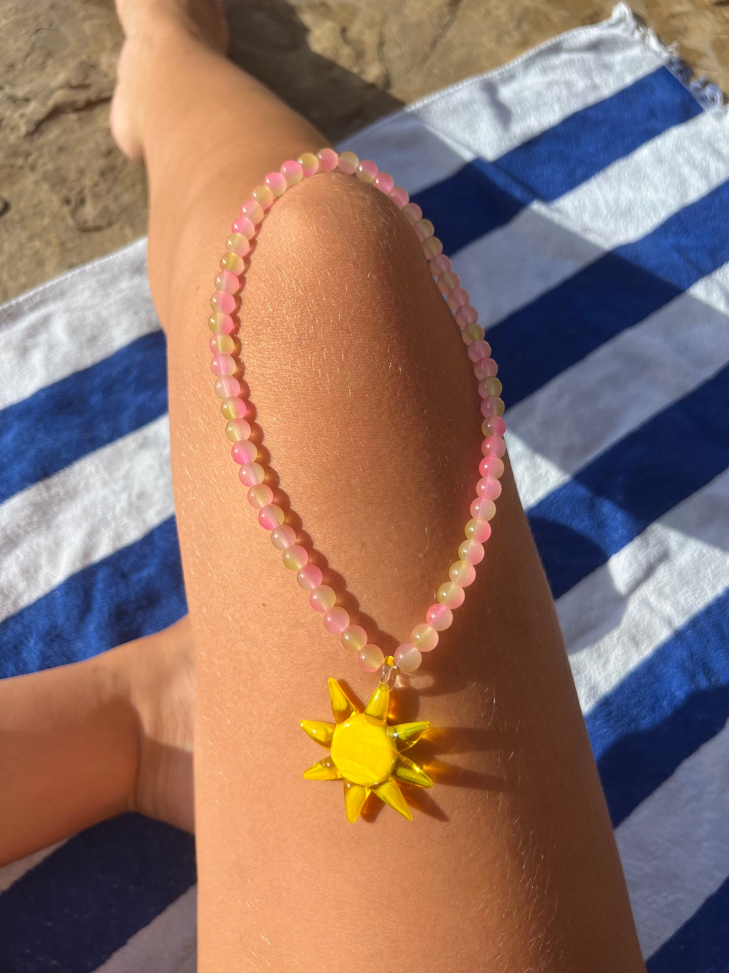 Pink/Yellow Sun Necklace