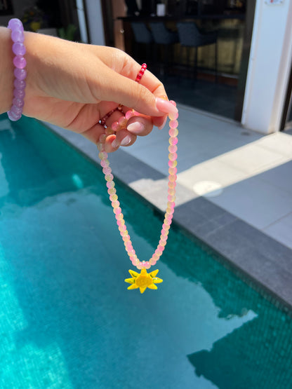 Pink/Yellow Sun Necklace