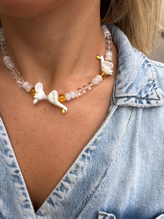 Swan White Necklace