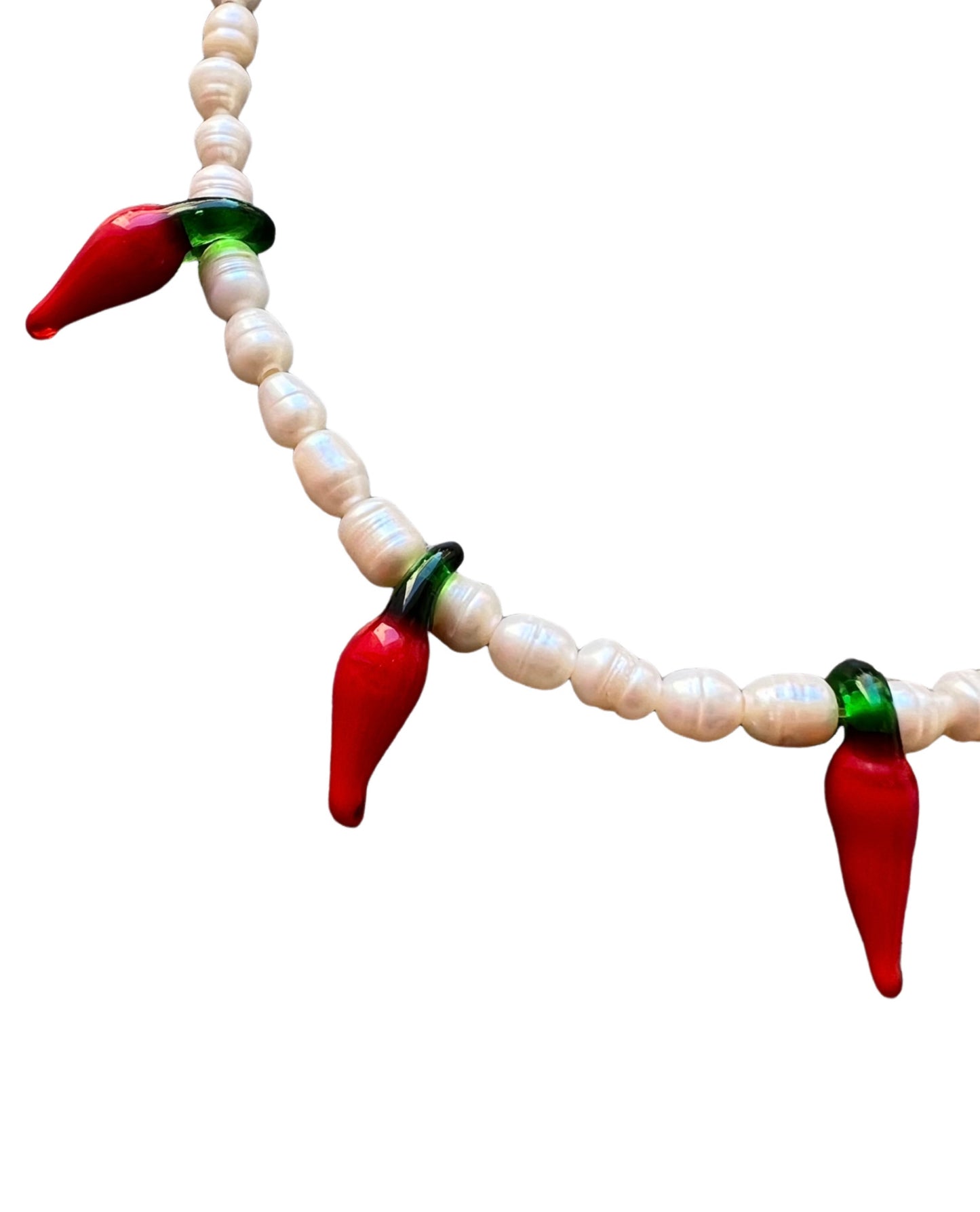 Red Chili necklace freshwater pearls