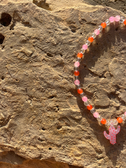 Necklace Orange/Transparent/Pink Cactus