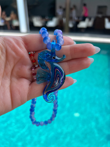 Blue/Lilac Seahorse Necklace