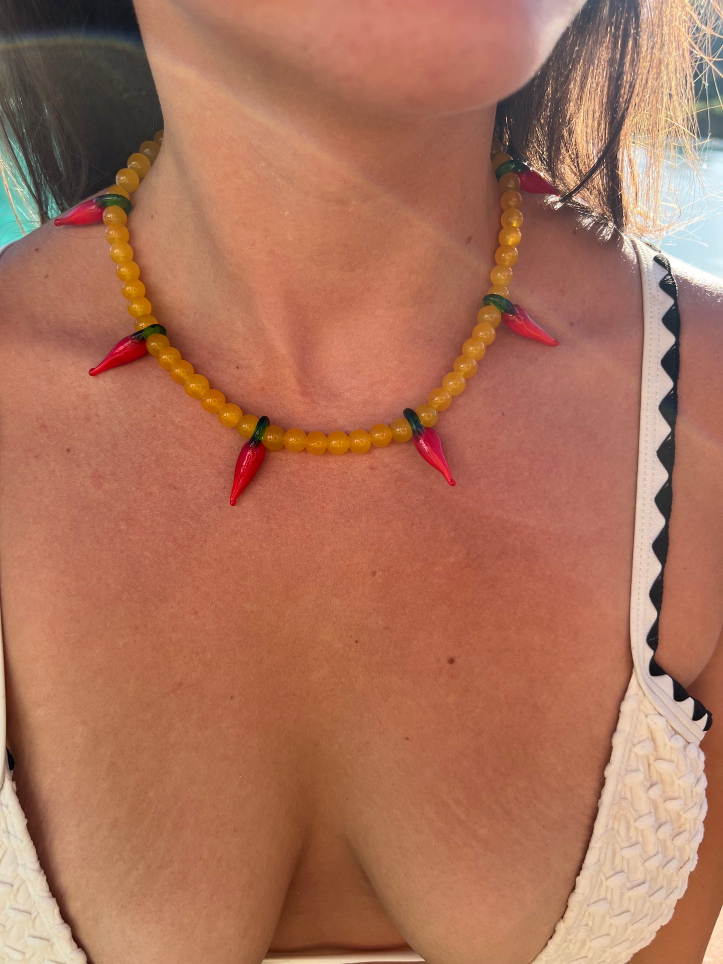 Necklace warm yellow chili