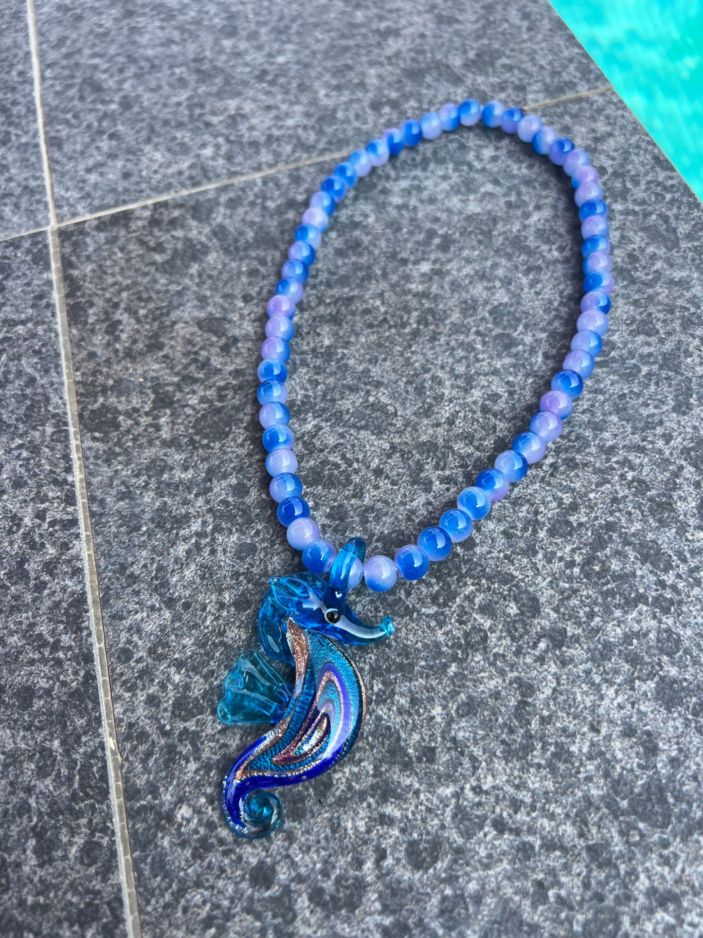 Blue/Lilac Seahorse Necklace