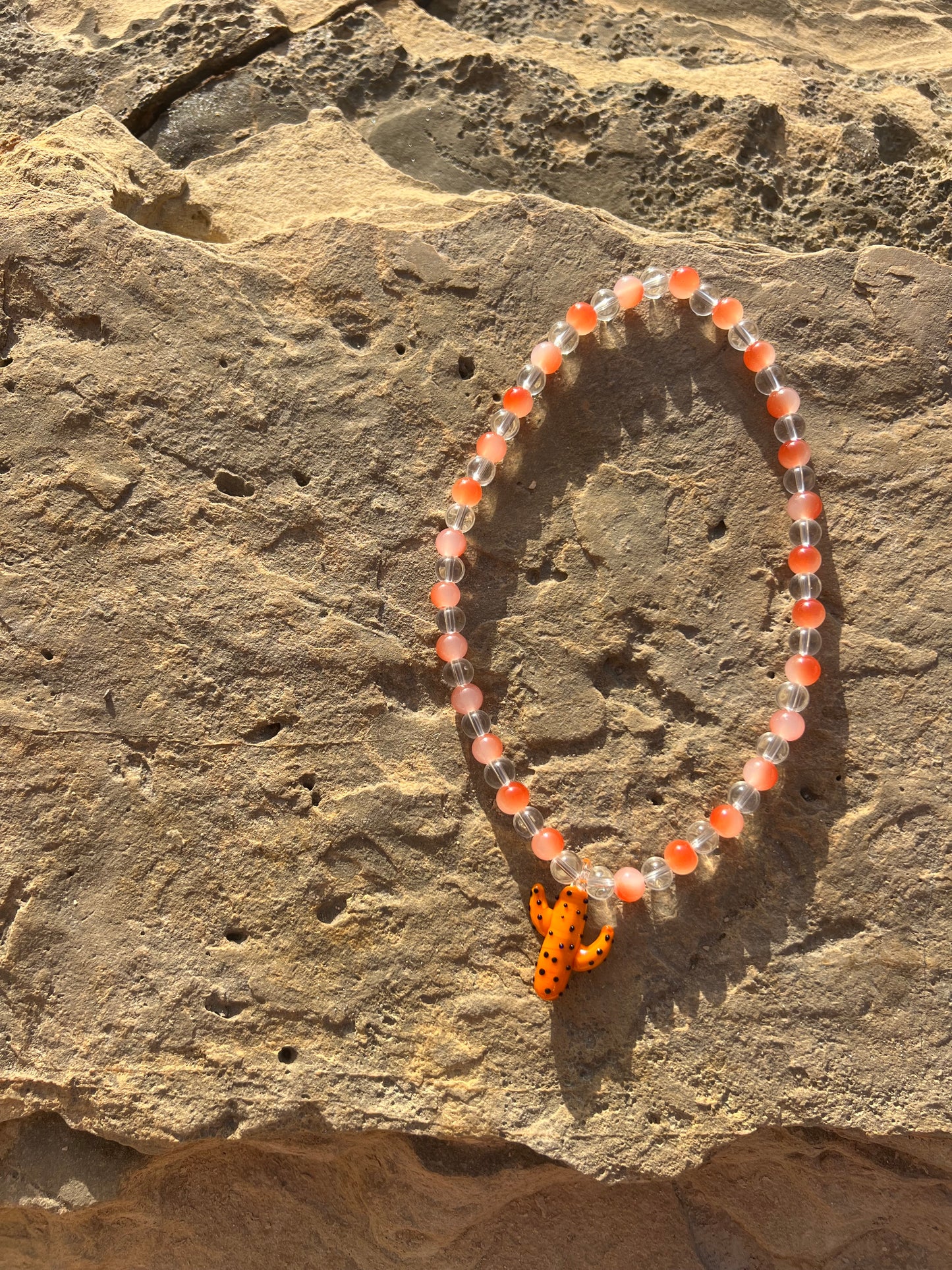 Necklace Cactus Orange/Transparent