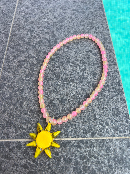 Pink/Yellow Sun Necklace