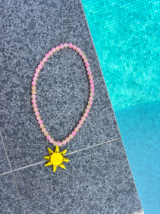 Pink/Yellow Sun Necklace