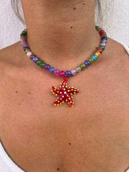 Necklace Star Fish Red multicolor