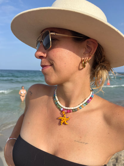 Necklace Star Fish yellow multicolor