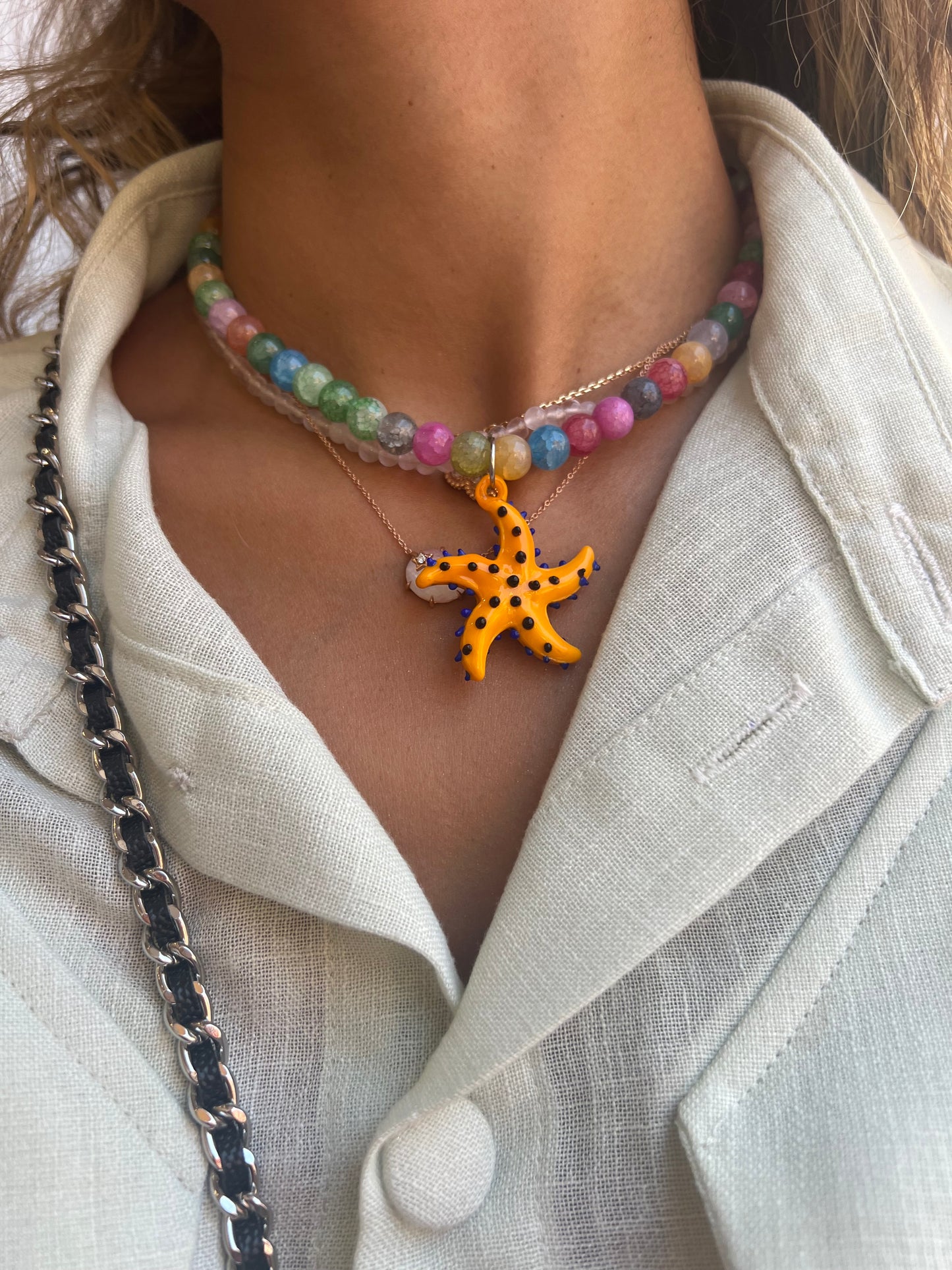 Necklace Star Fish yellow multicolor