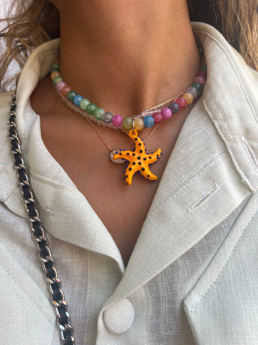 Necklace Star Fish yellow multicolor