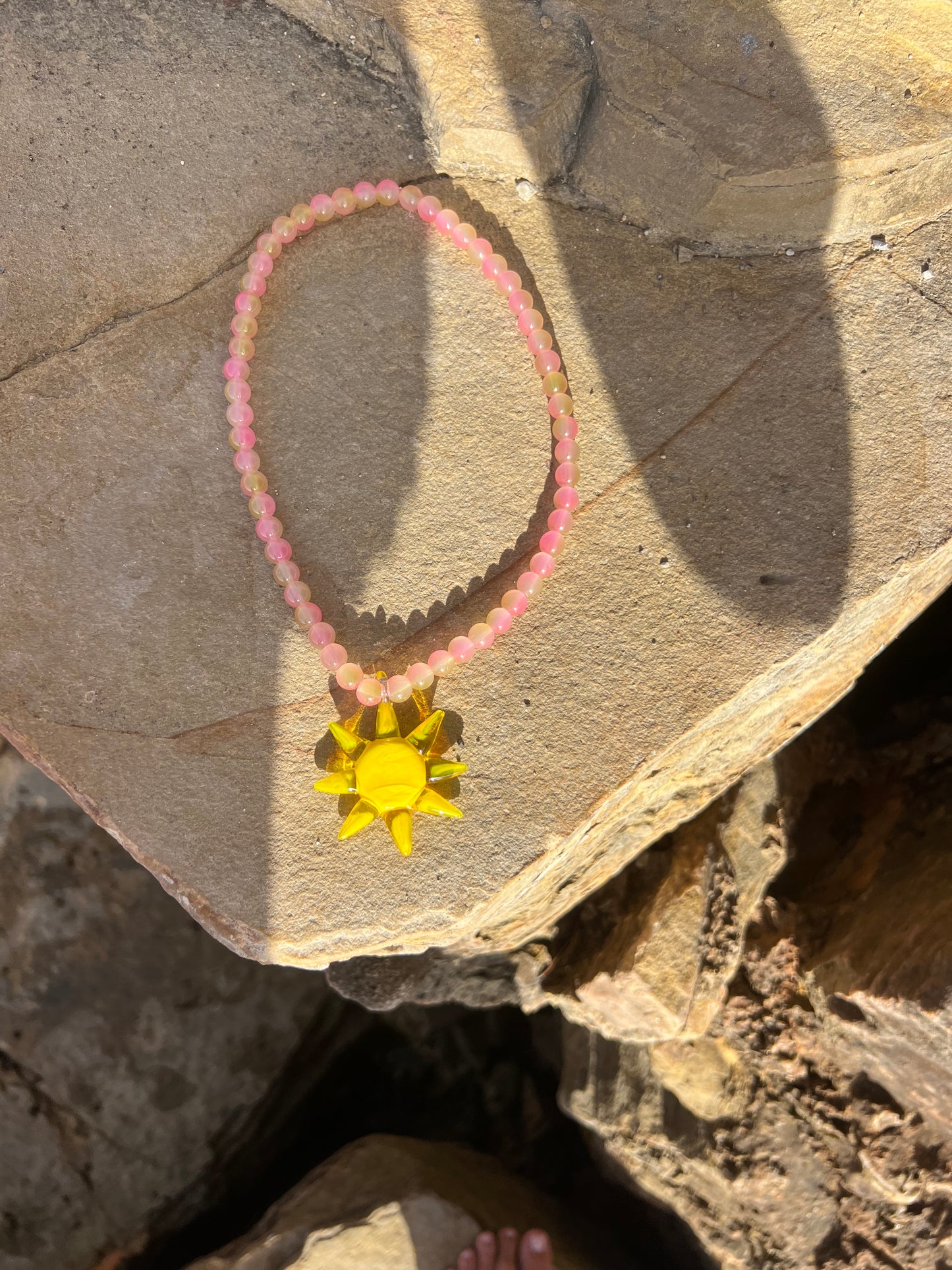 Pink/Yellow Sun Necklace