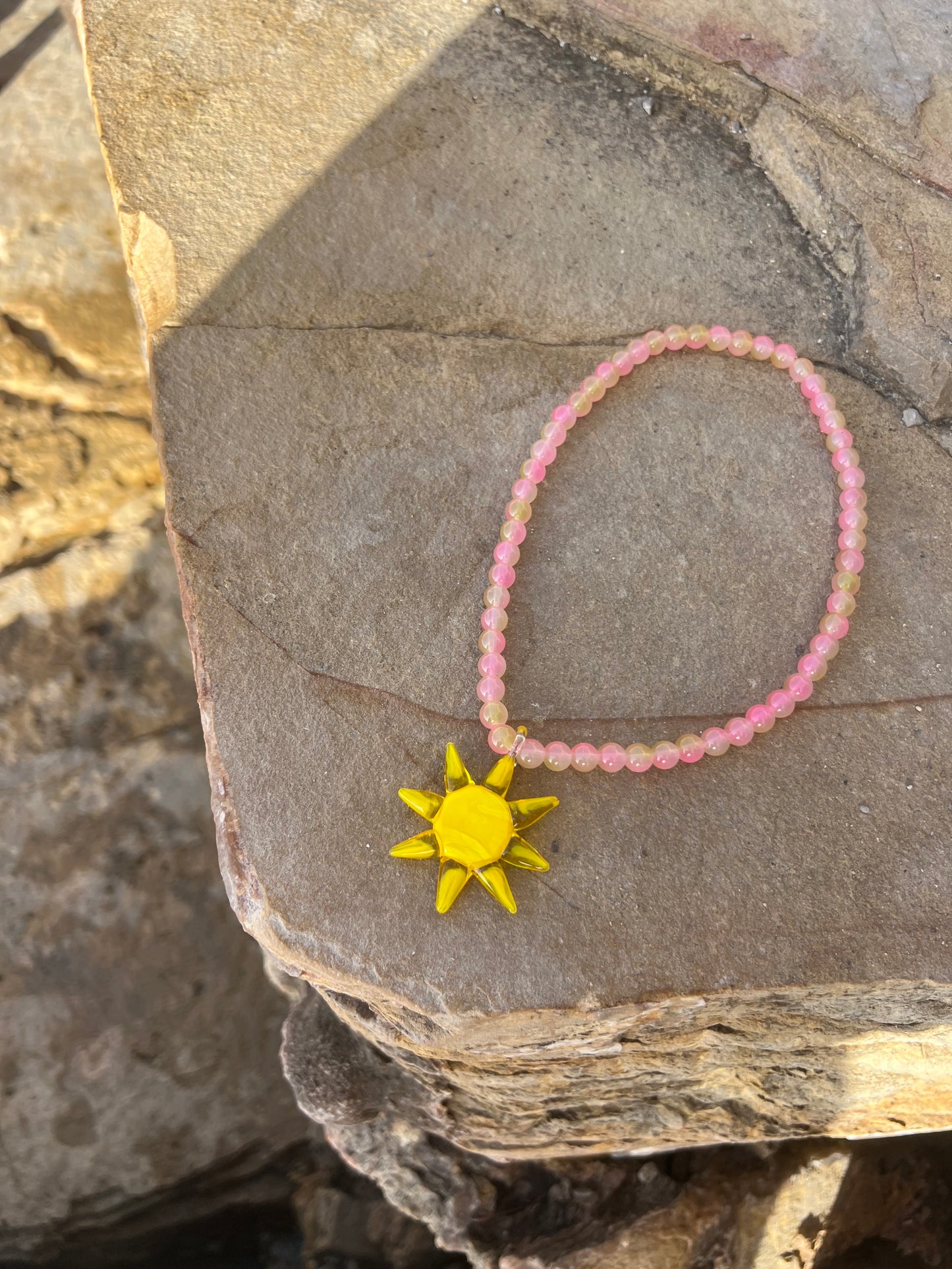 Pink/Yellow Sun Necklace