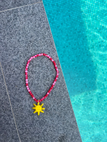 Pink sun Yellow necklace