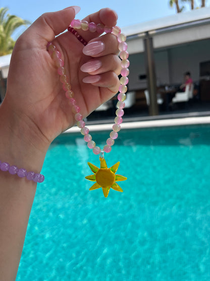 Pink/Yellow Sun Necklace