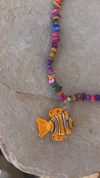 Necklace Multicolor Orange Fish