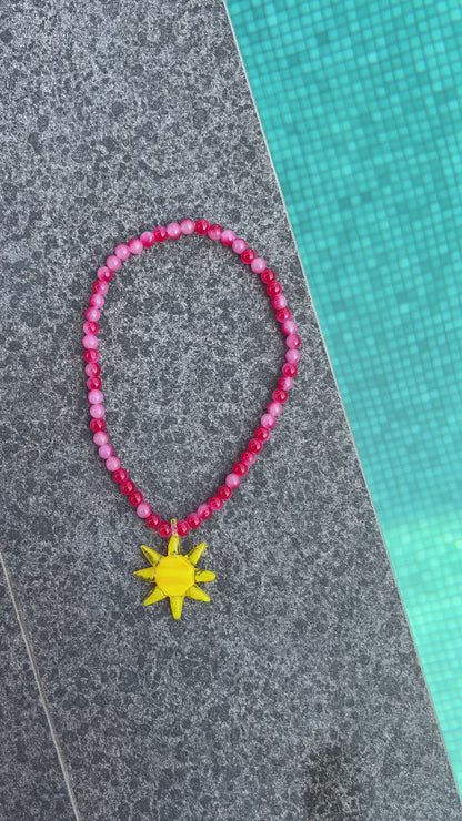 Pink sun Yellow necklace