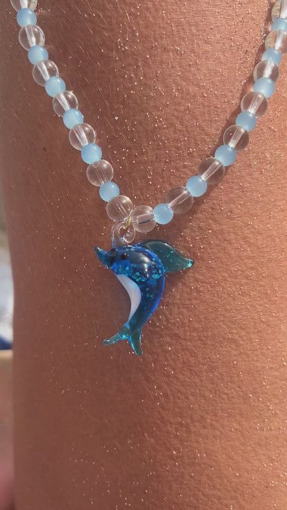 Necklace Dolphin Blue/Transparent